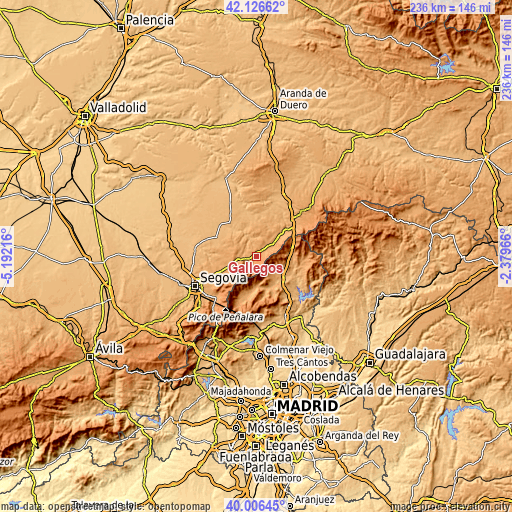 Topographic map of Gallegos