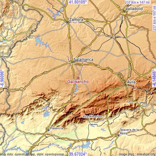 Topographic map of Galisancho