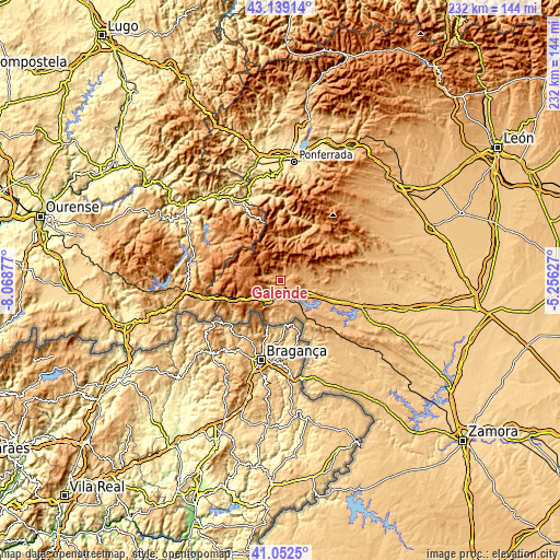 Topographic map of Galende