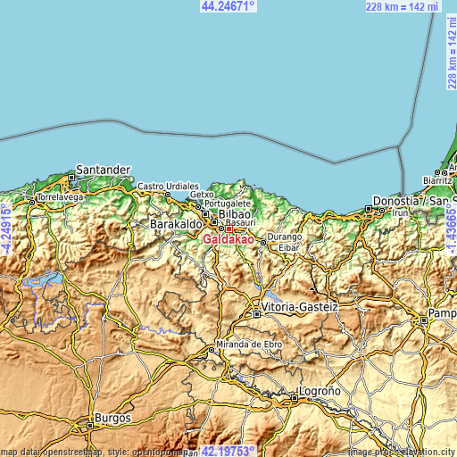 Topographic map of Galdakao