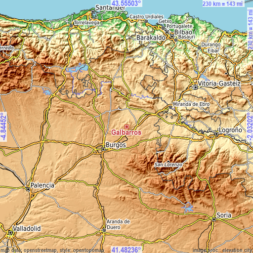 Topographic map of Galbarros