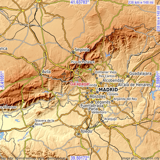 Topographic map of Galapagar