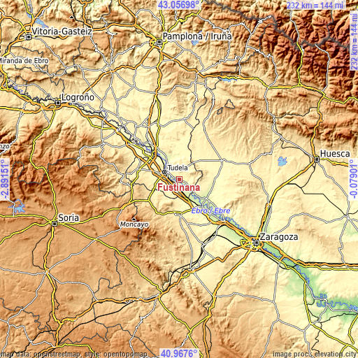 Topographic map of Fustiñana