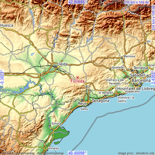 Topographic map of Fulleda