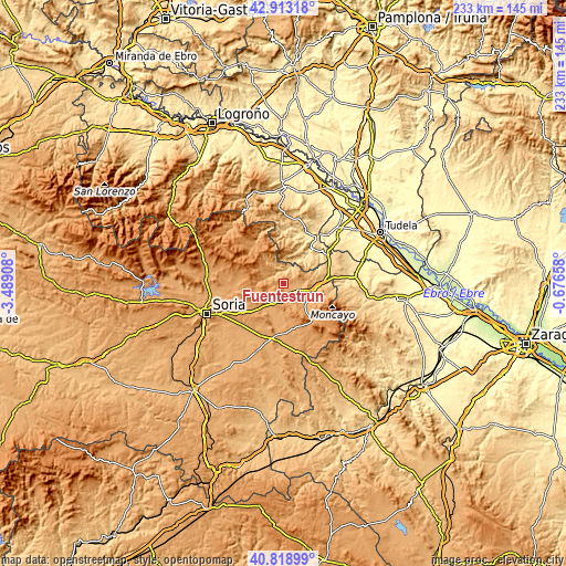 Topographic map of Fuentestrún