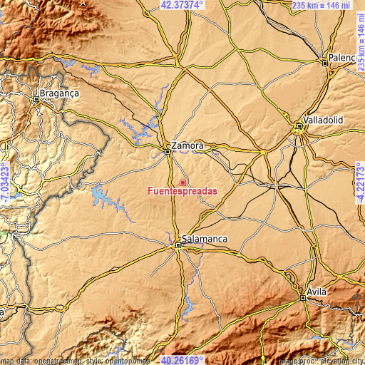 Topographic map of Fuentespreadas