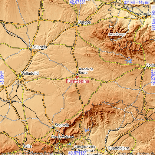 Topographic map of Fuentespina