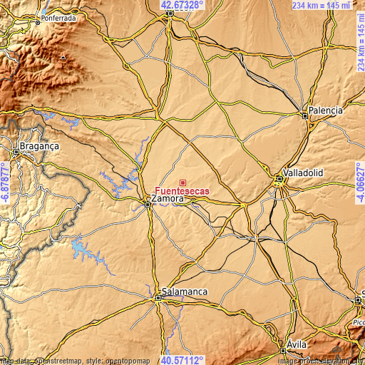 Topographic map of Fuentesecas