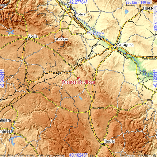 Topographic map of Fuentes de Jiloca