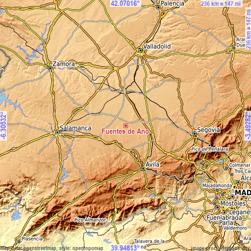 Topographic map of Fuentes de Año