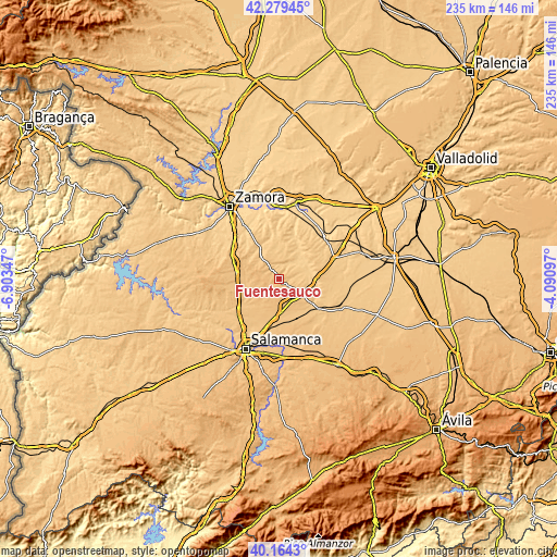 Topographic map of Fuentesaúco