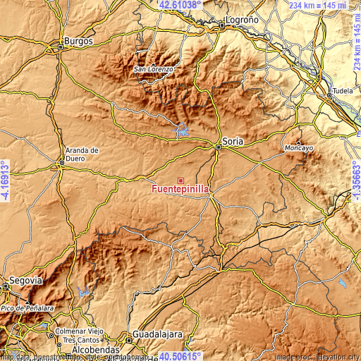 Topographic map of Fuentepinilla