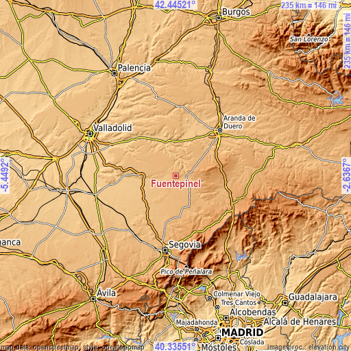 Topographic map of Fuentepiñel