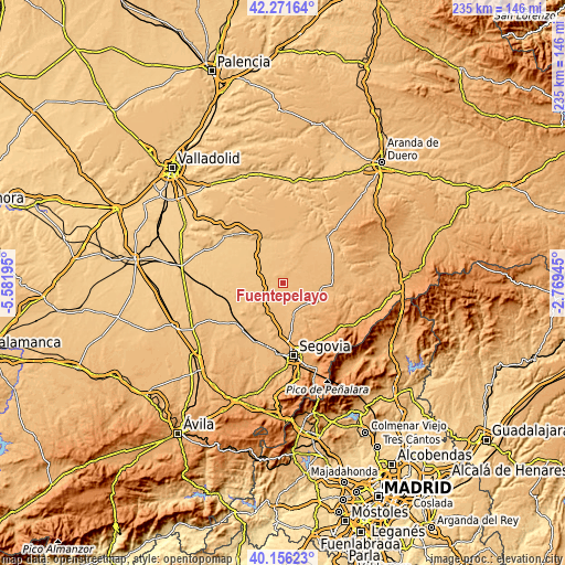 Topographic map of Fuentepelayo