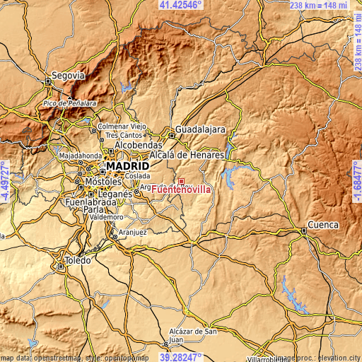 Topographic map of Fuentenovilla