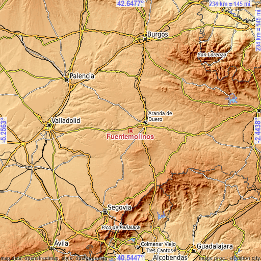 Topographic map of Fuentemolinos