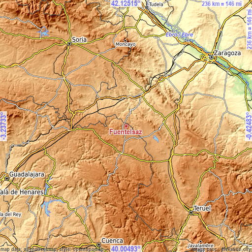 Topographic map of Fuentelsaz