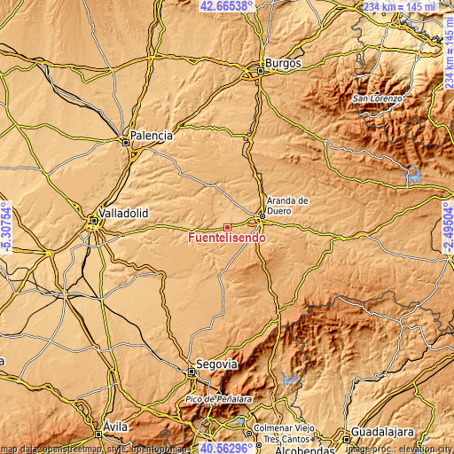 Topographic map of Fuentelisendo