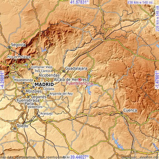 Topographic map of Fuentelencina