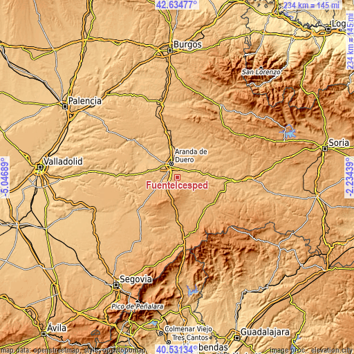 Topographic map of Fuentelcésped