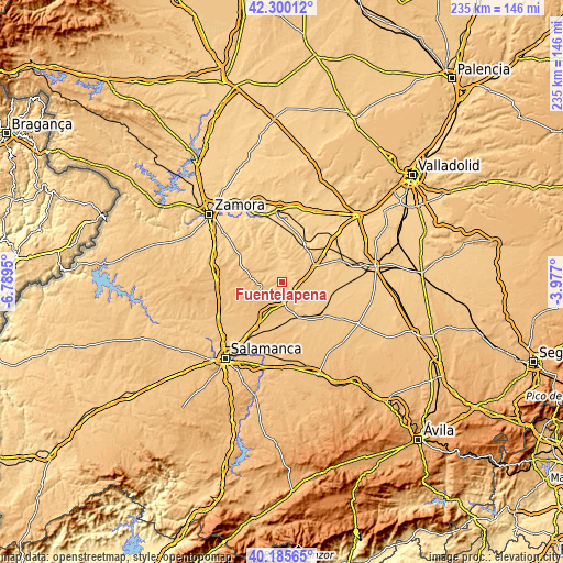 Topographic map of Fuentelapeña