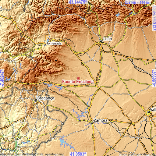 Topographic map of Fuente Encalada