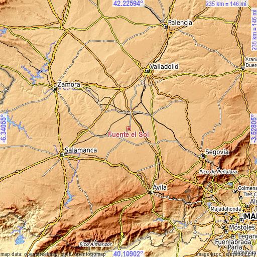 Topographic map of Fuente el Sol