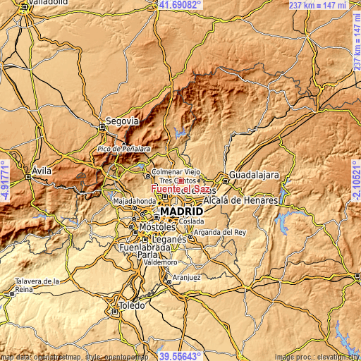 Topographic map of Fuente el Saz