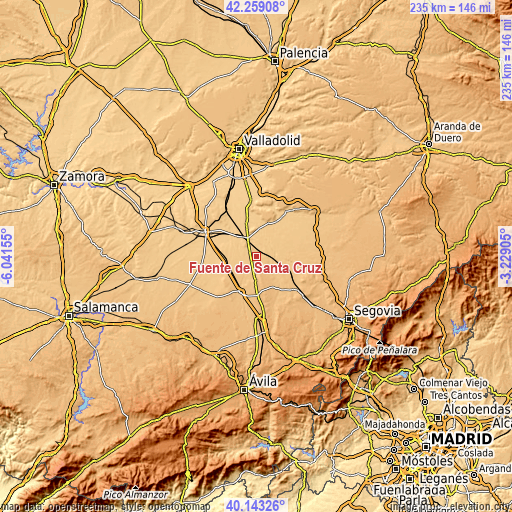 Topographic map of Fuente de Santa Cruz