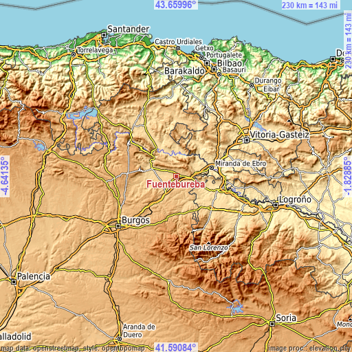 Topographic map of Fuentebureba