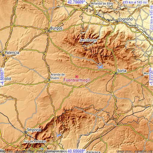 Topographic map of Fuentearmegil