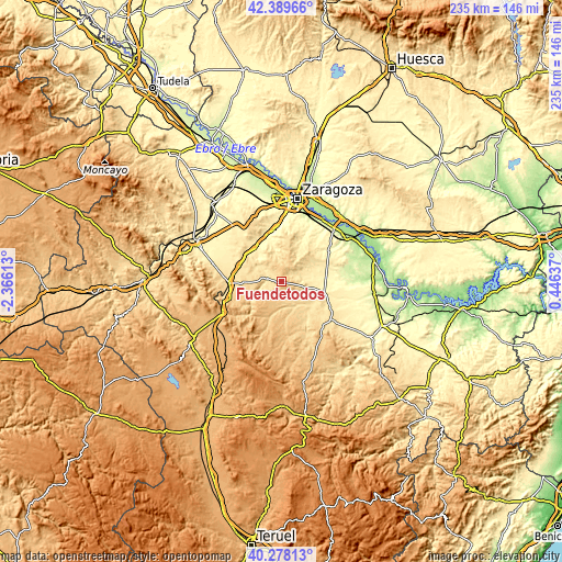 Topographic map of Fuendetodos