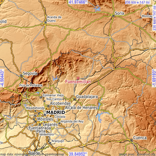 Topographic map of Fuencemillán