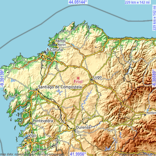 Topographic map of Friol