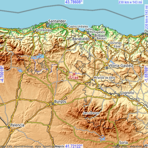 Topographic map of Frías