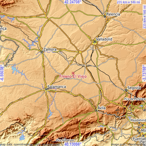 Topographic map of Fresno El Viejo