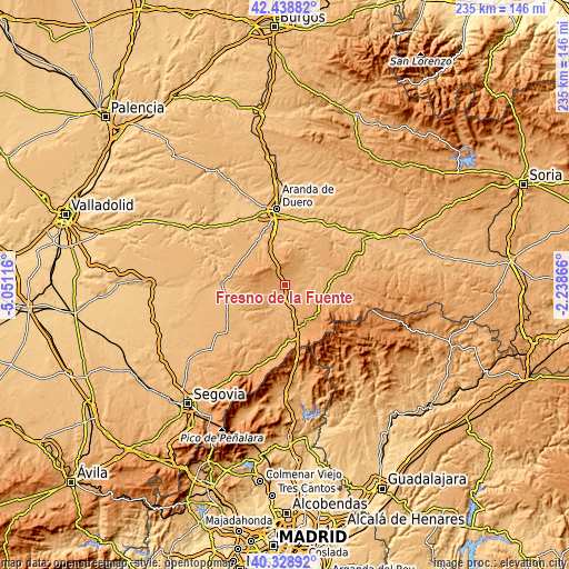 Topographic map of Fresno de la Fuente