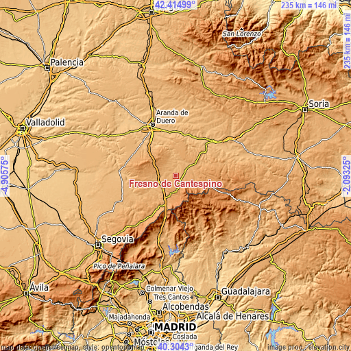 Topographic map of Fresno de Cantespino