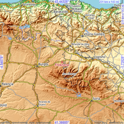 Topographic map of Fresneña