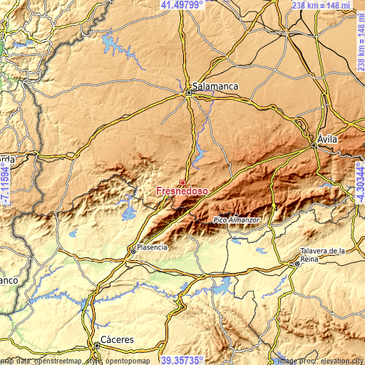 Topographic map of Fresnedoso