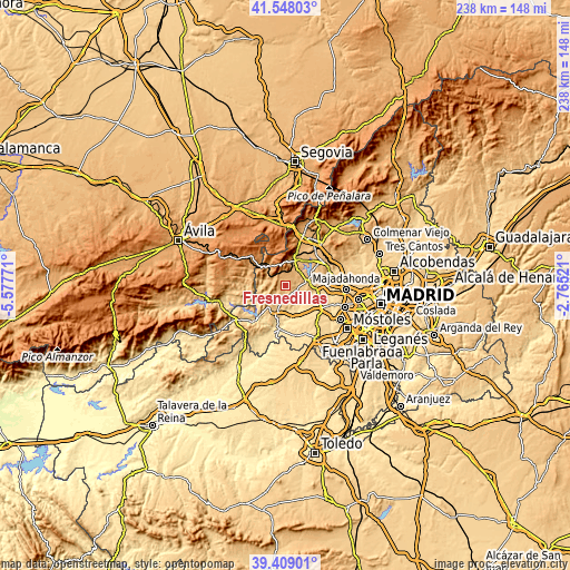 Topographic map of Fresnedillas