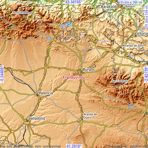 Topographic map of Frandovínez