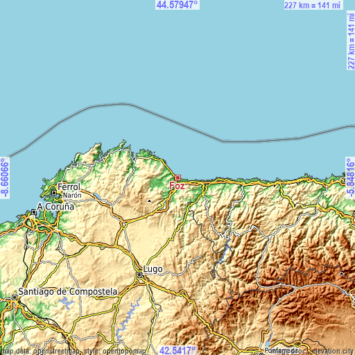 Topographic map of Foz