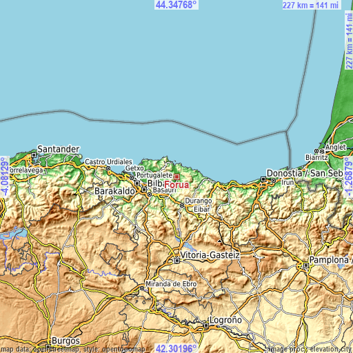 Topographic map of Forua