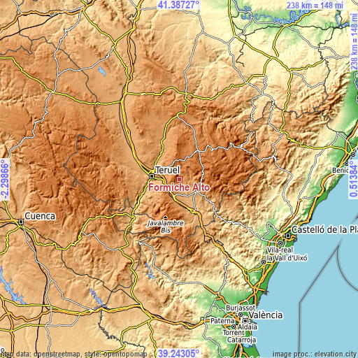 Topographic map of Formiche Alto