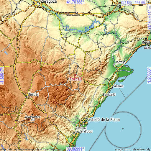 Topographic map of Forcall