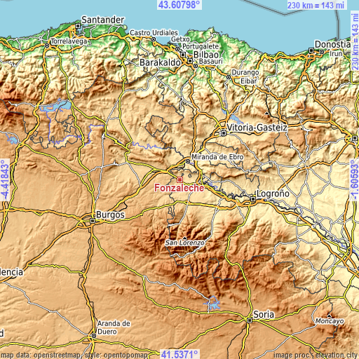 Topographic map of Fonzaleche