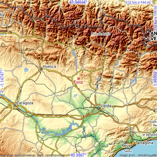 Topographic map of Fonz