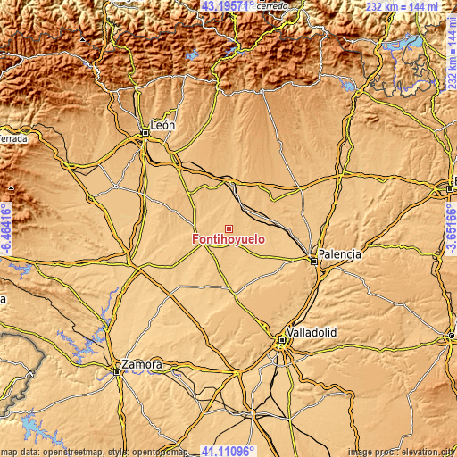 Topographic map of Fontihoyuelo