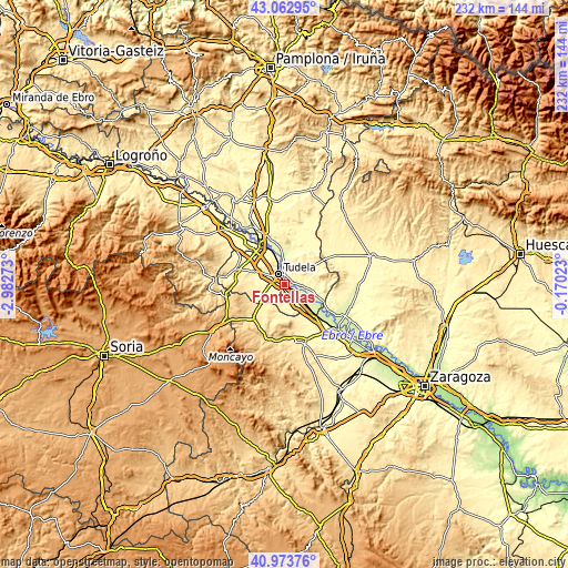 Topographic map of Fontellas